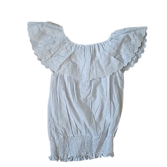 Vintage Women's summer Embroidered white Bardot top Size small - Picture 10 of 10